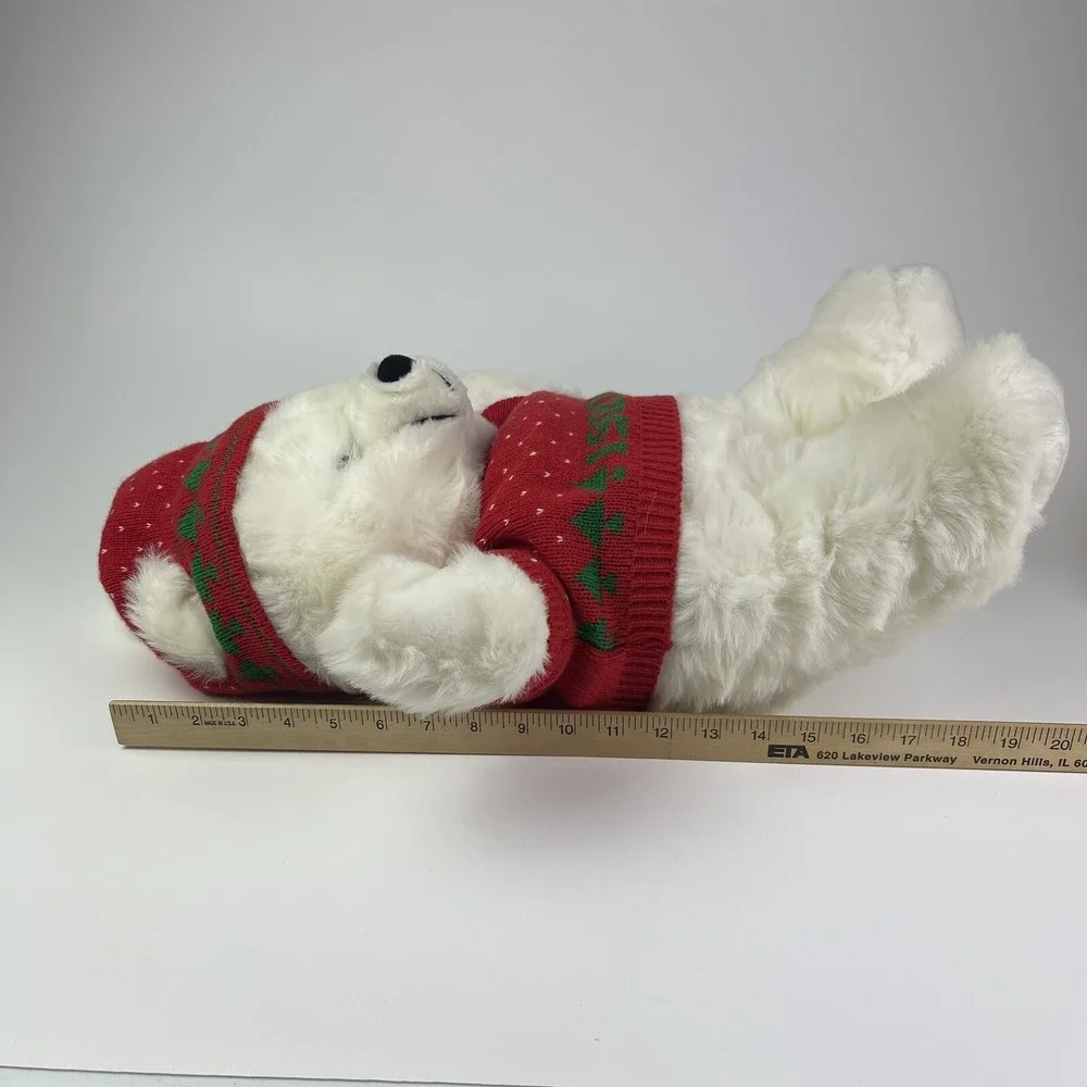 Winter White Teddy Bear Holiday Christmas Sweater Plush Animal  1987 Vintage 24